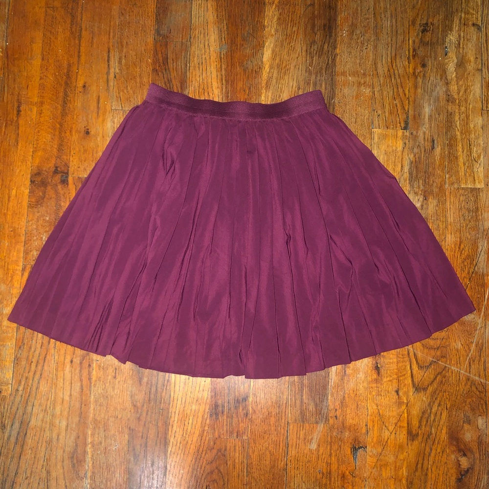 pleated burgundy chiffon circle skirt